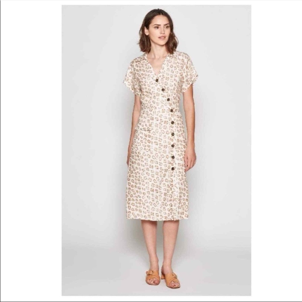 Joie Coady Linen Dress Size XS Porcelain Animal Print- quiet luxury (like new)